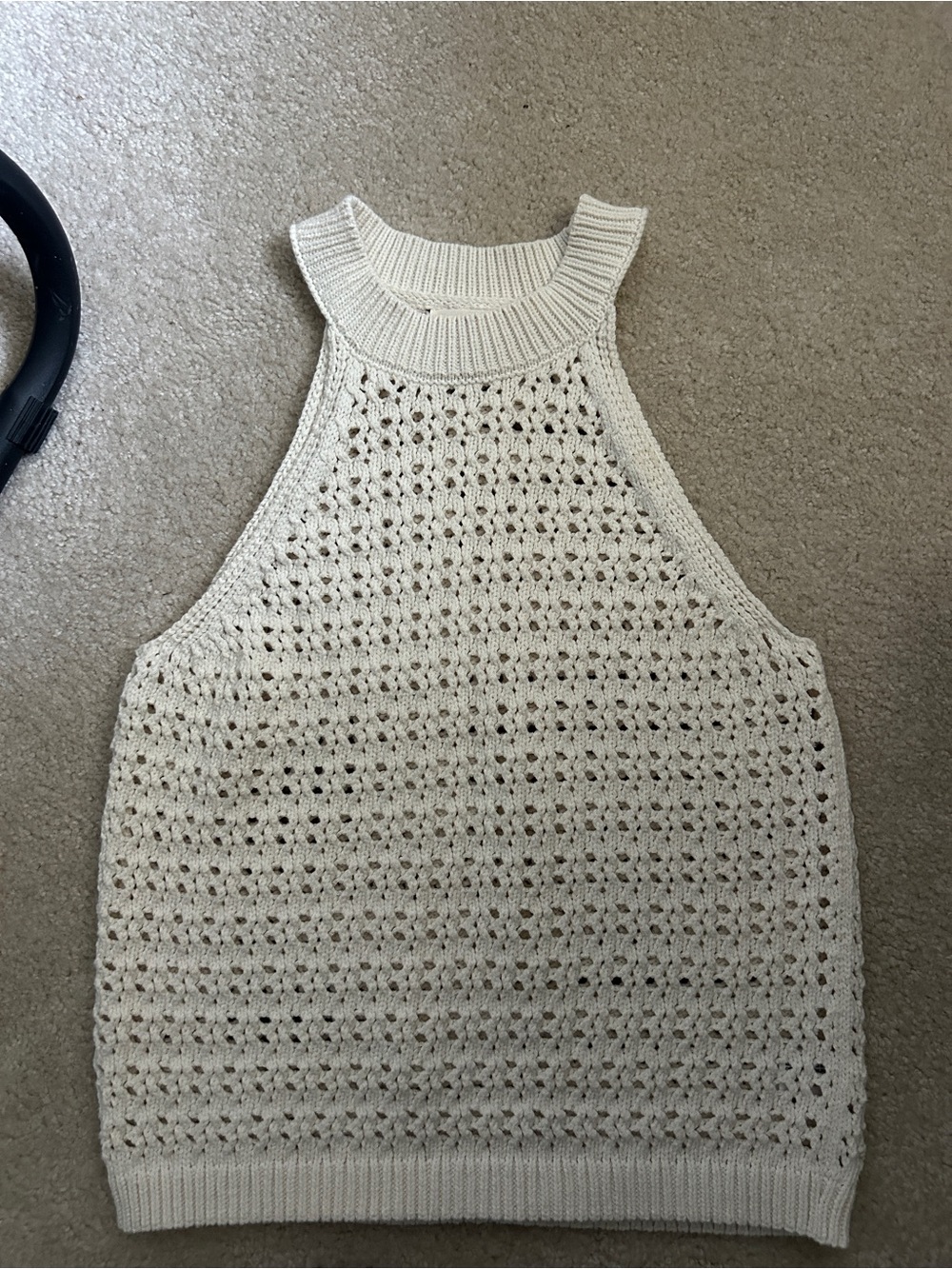 Universal Thread Cream Crochet Halter Tank Top